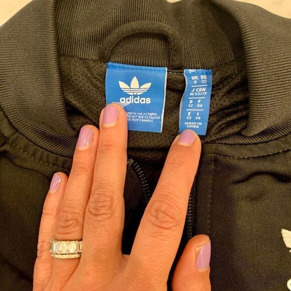 Adidas classic tricot running track jacket black & white stripes size XS - Picture 5 of 10